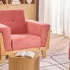 Fauteuil scandinave en tissu terracotta et bois clair FJORD