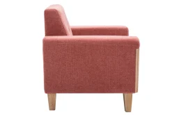 Fauteuil scandinave en tissu terracotta et bois clair FJORD
