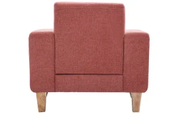Fauteuil scandinave en tissu terracotta et bois clair FJORD