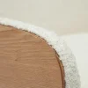 Fauteuil scandinave en tissu effet laine bouclée blanc cassé et bois clair VALMY