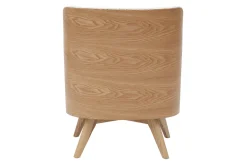 Fauteuil scandinave en tissu effet laine bouclée blanc cassé et bois clair VALMY