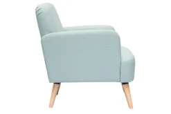 Fauteuil scandinave en tissu menthe à l'eau et bois clair ISKO