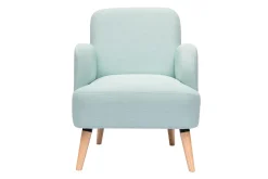 Fauteuil scandinave en tissu menthe à l'eau et bois clair ISKO
