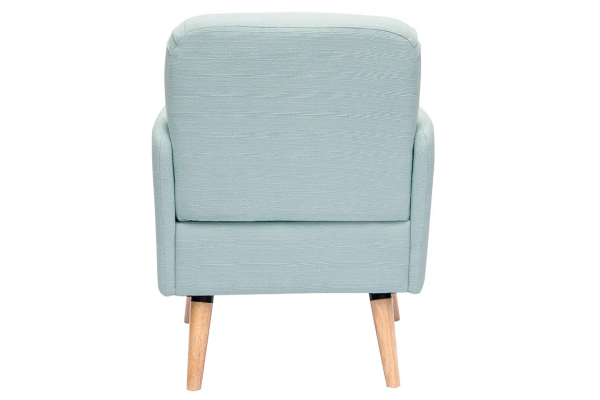 Fauteuil scandinave en tissu menthe à l'eau et bois clair ISKO