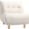 Fauteuil scandinave en tissu beige et bois clair YUMI