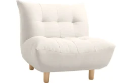 Fauteuil scandinave en tissu beige et bois clair YUMI