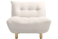 Fauteuil scandinave en tissu beige et bois clair YUMI