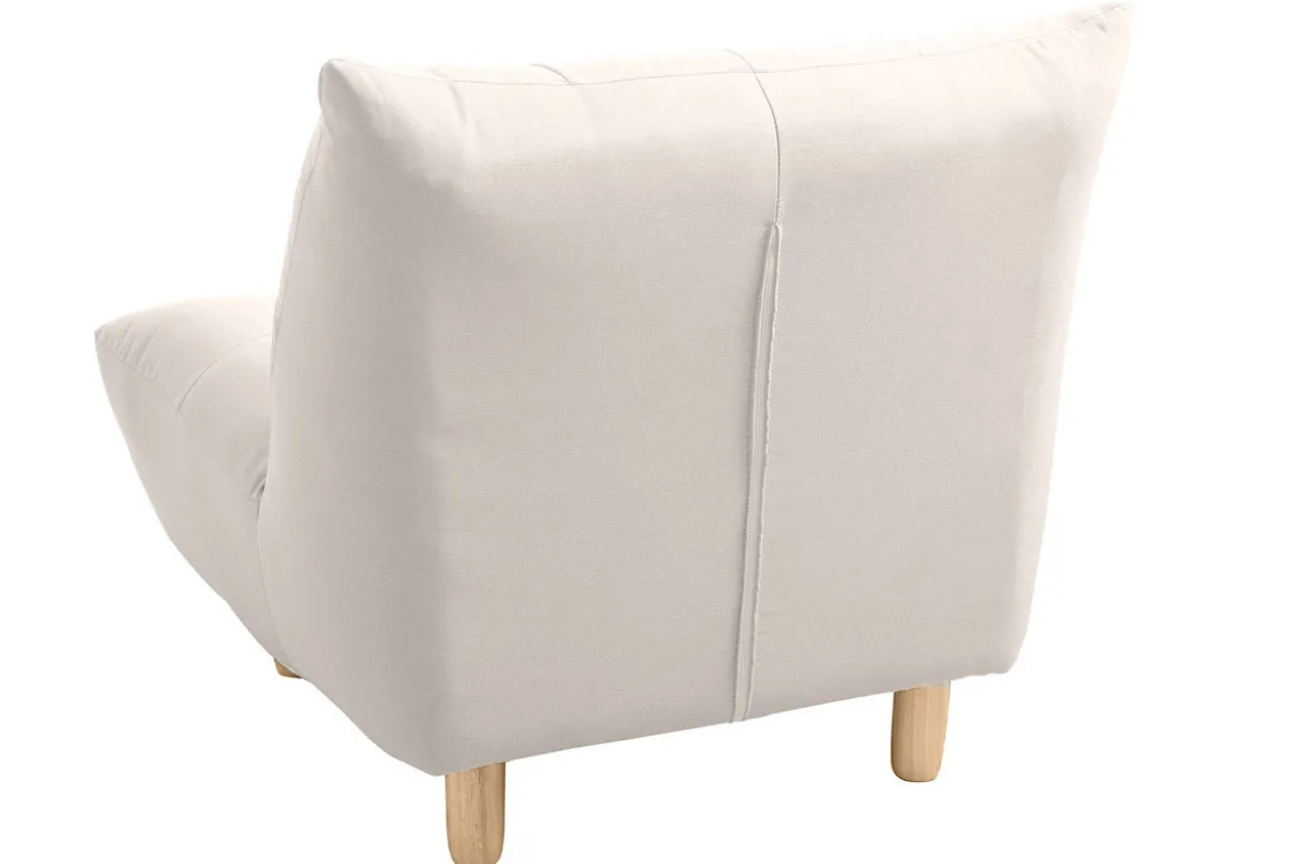 Fauteuil scandinave en tissu beige et bois clair YUMI