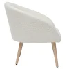 Fauteuil scandinave en tissu effet laine bouclée blanc cassé et bois clair OLIVIA