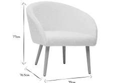 Fauteuil scandinave en tissu effet laine bouclée blanc cassé et bois clair OLIVIA