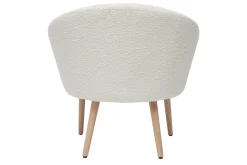 Fauteuil scandinave en tissu effet laine bouclée blanc cassé et bois clair OLIVIA