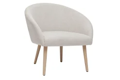 Fauteuil scandinave en tissu effet velours texturé beige et bois clair OLIVIA