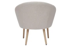 Fauteuil scandinave en tissu effet velours texturé beige et bois clair OLIVIA