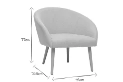 Fauteuil scandinave en tissu effet velours texturé beige et bois clair OLIVIA
