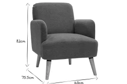 Fauteuil scandinave en tissu effet velours texturé terre brûlée et bois clair ISKO