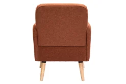 Fauteuil scandinave en tissu effet velours texturé terre brûlée et bois clair ISKO