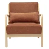 Fauteuil scandinave en tissu effet velours terre brûlée et bois clair massif DERRY