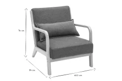 Fauteuil scandinave en tissu effet velours terre brûlée et bois clair massif DERRY