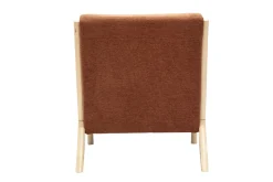 Fauteuil scandinave en tissu effet velours terre brûlée et bois clair massif DERRY