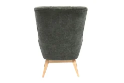Fauteuil scandinave en tissu effet velours vert kaki et bois clair BRODY