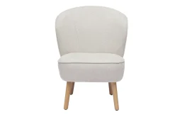 Fauteuil scandinave en tissu effet velours texturé beige et bois clair AMANITA