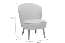 Fauteuil scandinave en tissu effet velours texturé beige et bois clair AMANITA