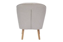Fauteuil scandinave en tissu effet velours texturé beige et bois clair AMANITA