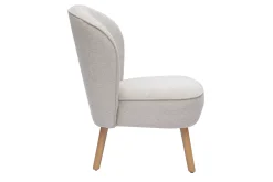 Fauteuil scandinave en tissu effet velours texturé beige et bois clair AMANITA