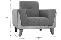 Fauteuil scandinave en tissu gris et bois clair FJORD