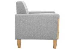 Fauteuil scandinave en tissu gris et bois clair FJORD