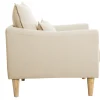 Fauteuil scandinave en tissu beige et bois clair KATE