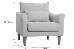 Fauteuil scandinave en tissu beige et bois clair KATE