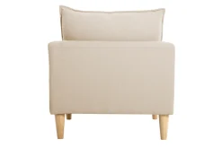 Fauteuil scandinave en tissu beige et bois clair KATE