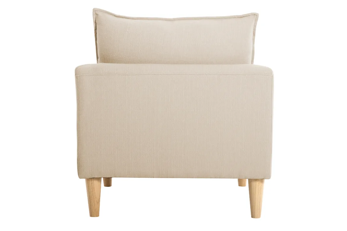 Fauteuil scandinave en tissu beige et bois clair KATE