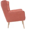 Fauteuil scandinave en tissu effet velours texturé terracotta et bois clair AVERY