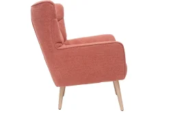 Fauteuil scandinave en tissu effet velours texturé terracotta et bois clair AVERY