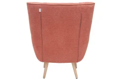 Fauteuil scandinave en tissu effet velours texturé terracotta et bois clair AVERY