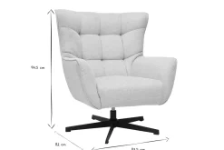 Fauteuil scandinave pivotant en tissu effet velours texturé beige et métal AVERY