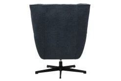 Fauteuil scandinave pivotant en tissu effet velours texturé bleu foncé et métal AVERY
