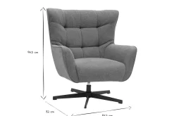 Fauteuil scandinave pivotant en tissu effet velours texturé terre brûlée et métal AVERY