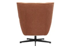 Fauteuil scandinave pivotant en tissu effet velours texturé terre brûlée et métal AVERY