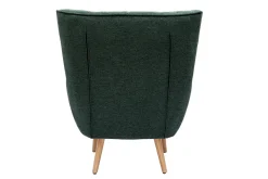 Fauteuil scandinave tissu effet velours texturé vert foncé et bois clair AVERY