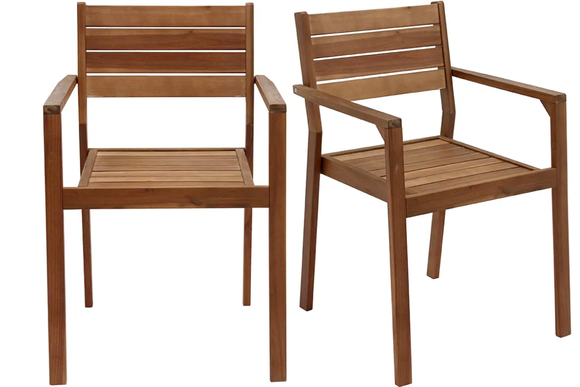 Fauteuils de jardin empilables en bois massif (lot de 2) CANOPEE