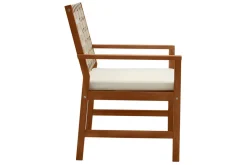 Fauteuils de jardin en bois massif avec coussin blanc et sangles beiges (lot de 2) SANTANA