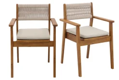 Fauteuils de jardin en bois massif et corde tressée (lot de 2) ZEPHYR