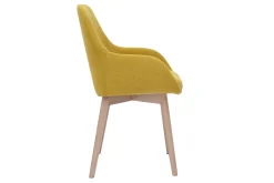Fauteuils scandinaves en tissu effet velours jaune moutarde et bois clair massif (lot de 2) HOLO
