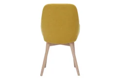 Fauteuils scandinaves en tissu effet velours jaune moutarde et bois clair massif (lot de 2) HOLO