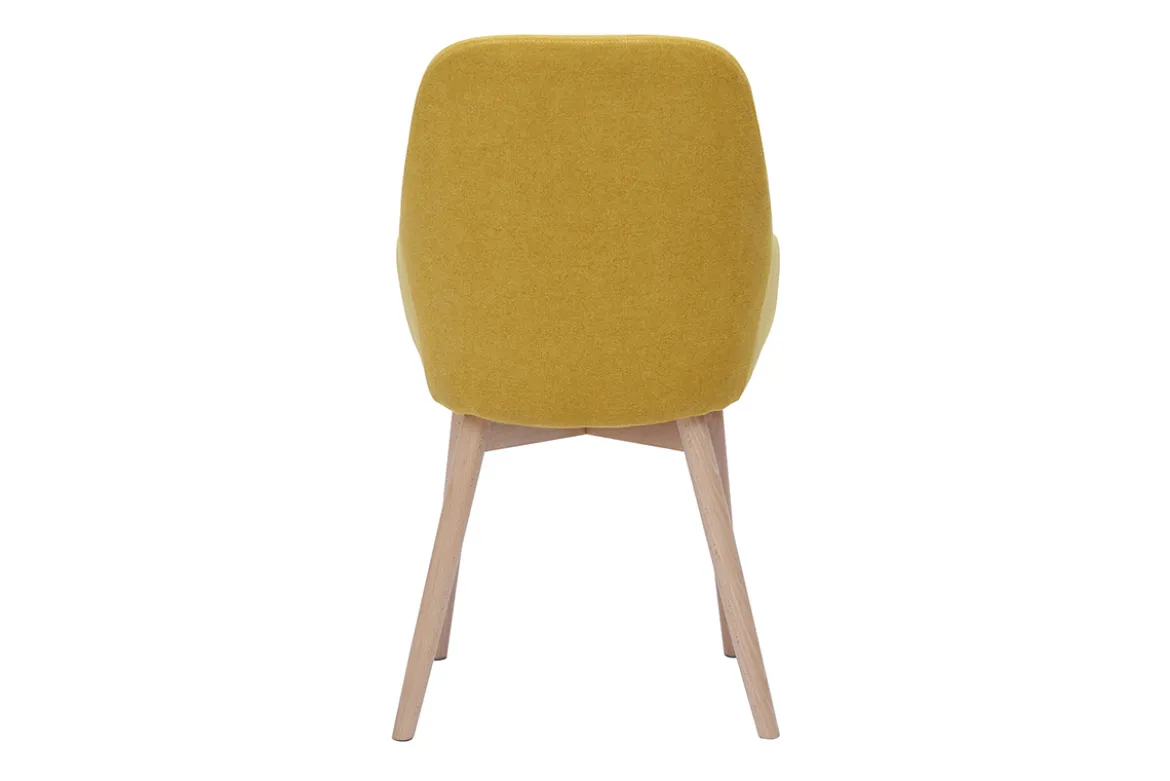 Fauteuils scandinaves en tissu effet velours jaune moutarde et bois clair massif (lot de 2) HOLO