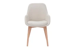 Fauteuils scandinaves en tissu effet velours beige et bois clair massif (lot de 2) HOLO