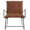 Fauteuil vintage marron et métal noir MERCY